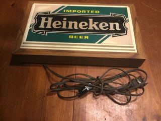 Vintage Heineken Beer Light Up Beer Sign.  12x7x2/1/2