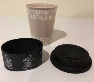 Set Of 2 Disney Parks Mickey Mouse Ceramic Cup With Silicone Lid And Heat Shield 3