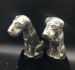 Vintage.  Silver Plated Airedale Dog Salt & Pepper Shakers Ca 1930’s