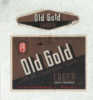 Beer Label - Canada - Old Gold Lager - Princeton,  British Columbia