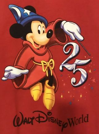 Mickey Mouse - Walt Disney World 25th Anniversary Fantasia Red Sweatshirt - Xxl