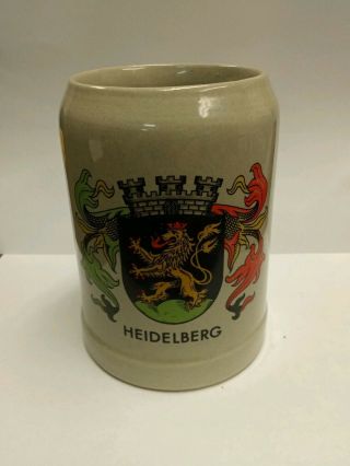 Vintage W.  Germany Stoneware Beer Stein Mug Heidelberg 0.  5 L.