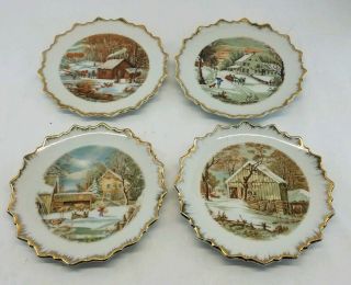 Currier And Ives 7 " The Homestead In Winter Collector Plates Set Of 4