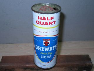 Vintage Flat Top Drewrys Extra Dry Half Quart 16 Oz Blue Shield Mountie Beer Can