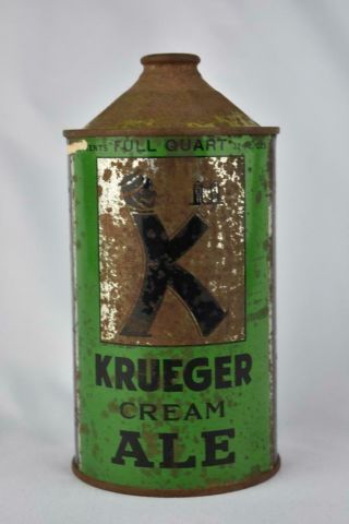 Vintage Krueger Cream Ale 1 Quart Cone Top Can (empty)