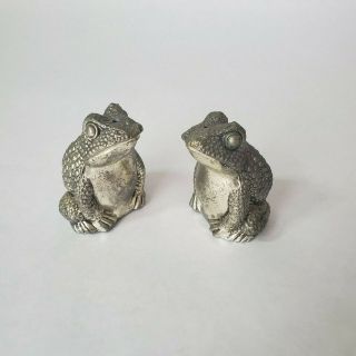 Vintage Toad Salt & Pepper Shakers Metal Aluminum Figural Frog