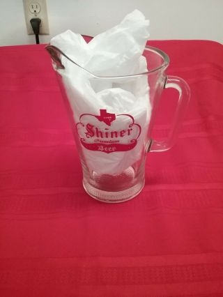 Ca 1960s - 1970s Texas Shiner Beer Glass Pitcher; Old Style Red Logo