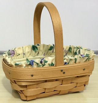 Longaberger Parsley Booking Basket 1999,  Yellow Vine Liner,  Protector