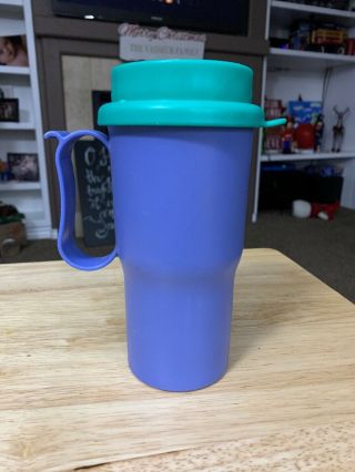 Tupperware Insulated Commuter Coffee Mug Drinking Cup Purple Blue Handle