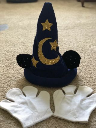 Mickey Mouse Sorcerer Fantasia Hat Ears Disney Gloves Halloween Costume Lights