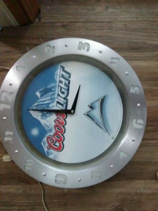 Coors Light Neon Clock Lighted Stainless - Beer Sign Vintage