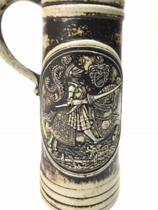 Vintage Gerz Beer Stein Jousting Knights Riding Horses Made in Germany 8 1/2 