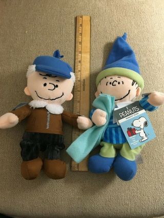 2 Pc Peanuts Charlie Brown Musical Christmas Plush Toys With Tags