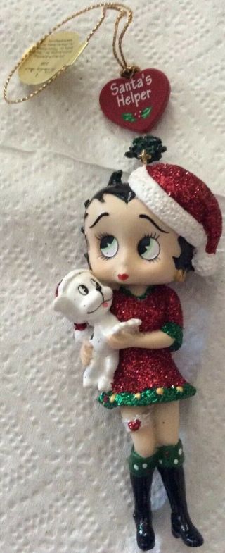 Collectable Betty Boop Holding A Puppy Christmas Ornament -