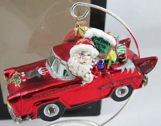 Christopher Radko " Santa Claus Is Coming To Town " Car Christmas Ornament