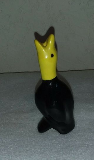 Vintage Classic Black With Yellow Head Pie Bird,  Vent,  Funnel Gift 3 3/4 "