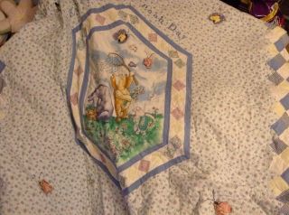 Vtg Sears Disney Winnie The Pooh Twin Comforter Quilt Bed Spread & Bed Skirt 2