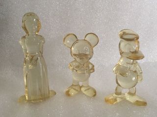 Walt Disney Production Mickey Mouse Donald Duck Snow White Lucite Figurines Htf