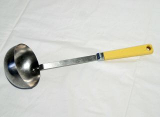 Vintage Maid Of Honor Soup Ladle Stainless Usa Yellow Plastic Speckled Handle