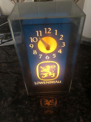 Miller Lowenbrau Beer Lighted Sign With Clock 9  X 5.  5”