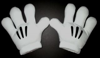Disney Parks Mickey Mouse Gloves Hands Mitts White Plush Padded Costume Adult