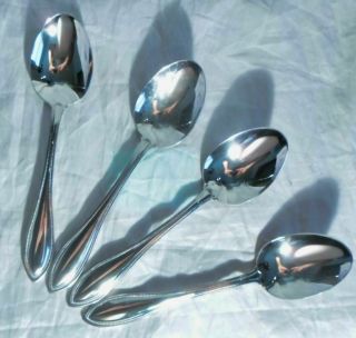 4 Arbor / American Harmony Oneida Stainless Oval Soup Spoons
