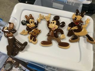 Disney Mickey Minnie Pluto & Daisy Wall Decoration Wood Intarsia Set Of 4