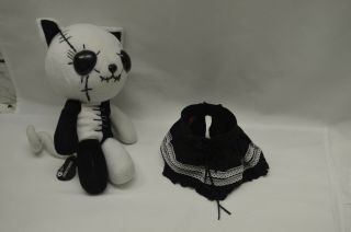 Hangry And Angry 10 " Gothic Punk Kitty Cat Plush Black & White In Dress