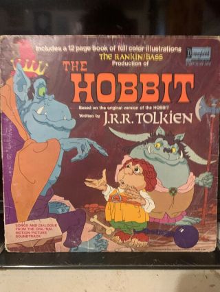 The Hobbit Soundtrack 1977 Disneyland ‎3819 Rankin Bass Lp Record Album W Book