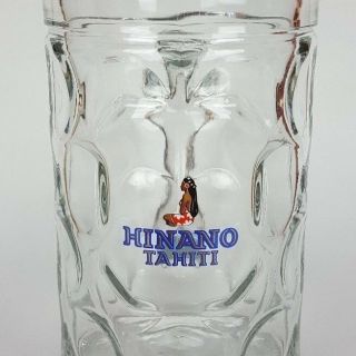 Hinano Tahiti Polynesian Girl Logo Large 1 Liter Glass Beer Stein Tankard Mug