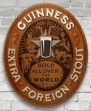 Guinness 3d Extra Foreign Stout Bar / Pub Wood Sign