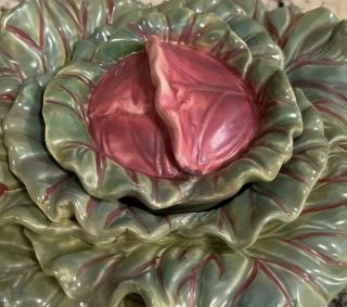 Cabbage Leaf Bowl Dish With Lid Green Purple Layers