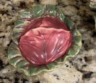 Cabbage Leaf Bowl Dish with Lid Green Purple Layers 3