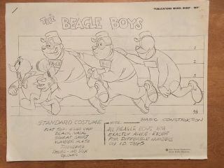 The Beagle Boys - Set Of 3 Orig Model Sheet Prints - 50 Years Old - Walt Disney