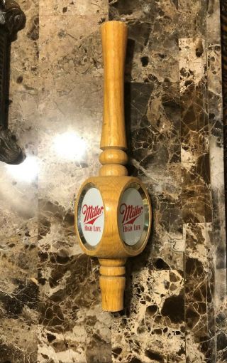 Rare Vintage Miller High Life Beer Pub Wood Style Tap Handle
