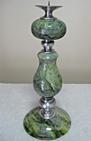 8 " Tall Green Marbled Candle Holder 1.  5 Lb.  Weight