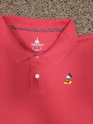 DISNEY PARKS Men ' s Polo Shirt Extra Large XL Red MICKEY MOUSE Short Sleeve 2