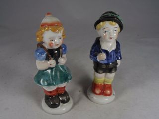 Vintage Occupied Japan German Boy And Girl Salt And Pepper Set Collectible Exc.