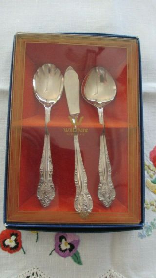 Vintage Silver Plated Sugar,  Jam Spoons & Butter Knife Boxed Wiltshire