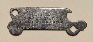 1910s Delor Service Station Louisiana St Louis Mo Car Shaped Bottle Opener A - 13