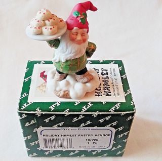 1993 Vintage Fitz And Floyd Holiday Hamlet Enchanted Forest Pastry Vendor Iob
