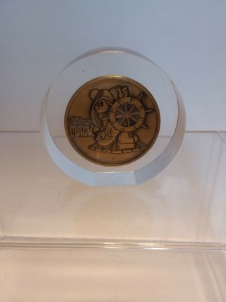 Disney Magic Cruise Line Inaugural Voyages Coin In Lucite 1998 - Mickey Mouse