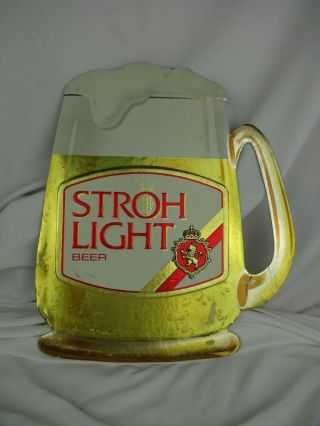 Vintage Stroh Light Beer Embossed Foil Mug Sign 15 - 7/8 " X 13.  5 "