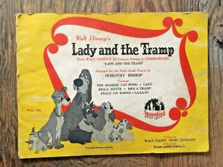 Vintage 1953 Walt Disney Lady And The Tramp Sheet Music Book Hansen Publications