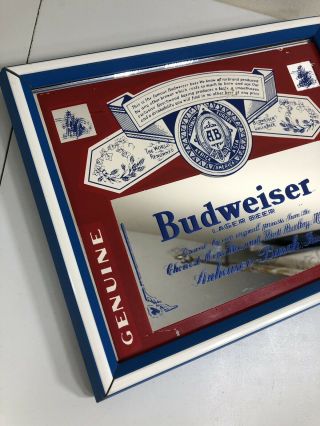 Budweiser Beer Mirror Carnival Prize 1980s Vintage Sign Bar Pub 70s Frame Beer 2