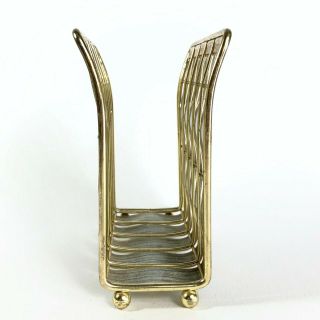 Vintage Napkin Holder Mid Century Modern Wire Metal - Woven Gray Faux Wood 2