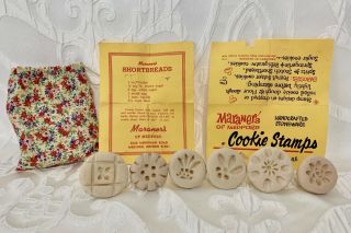 Vintage 6 Maraner’s Of Medford Handmade Clay Cookie Stamps Molds Press With Bag