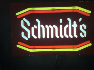 Schmidt ' s Beer lighted sign neo plastic,  RARE RED 21 X 13 X 4 1/2 2