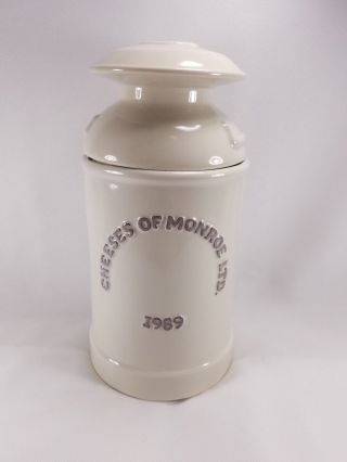 Vintage Cheeses Monroe Ceramic Milk Can Cookie Jar Dairy Advertising Church WV 2