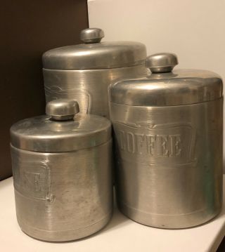 Vintage Heller Hostess Ware - 3 Piece Aluminum Canister Set - Made In Italy